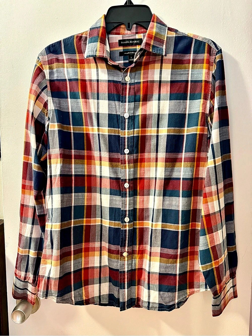 Banana Republic Plaid Untucked Standard Fit Shirt Small Fall Preppy